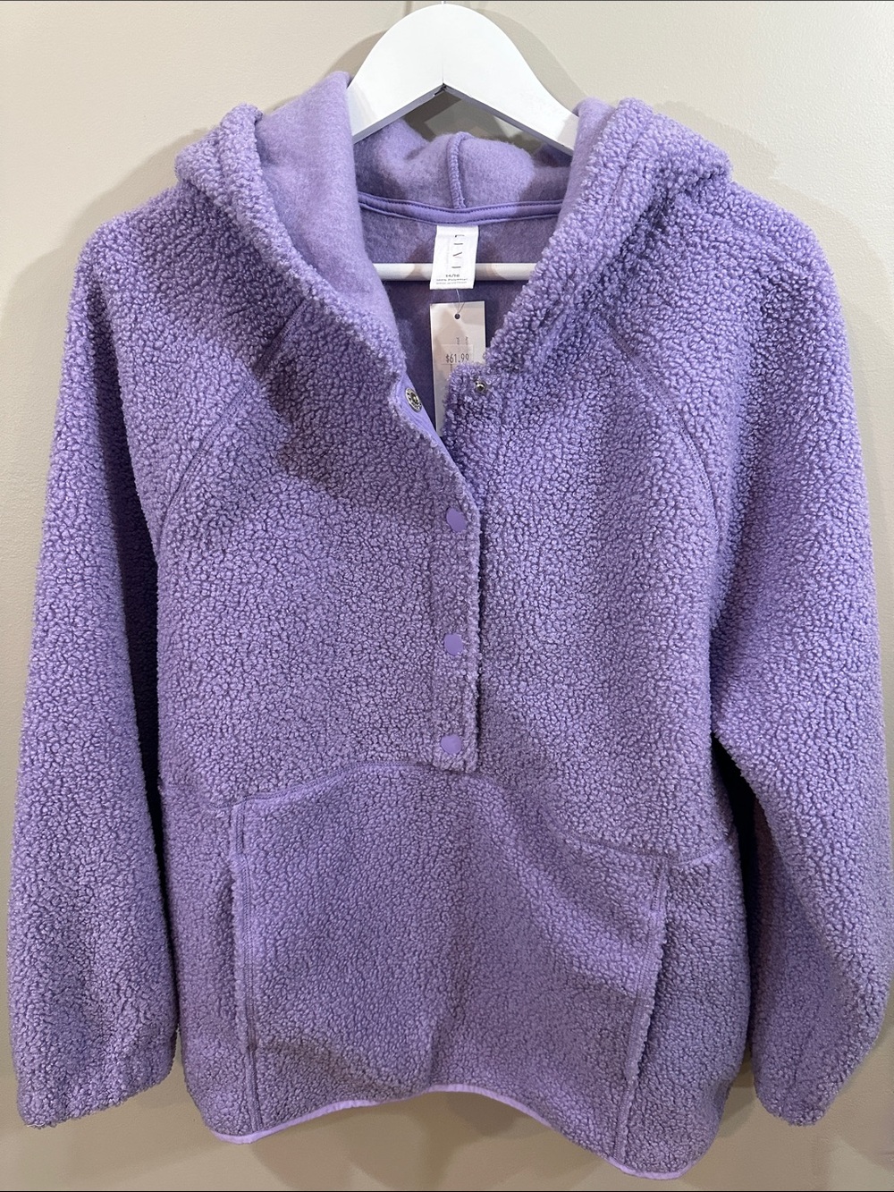 NWT Livi Active (for Lane Bryant) Lavender Sherpa Hooded Pullover Jacket